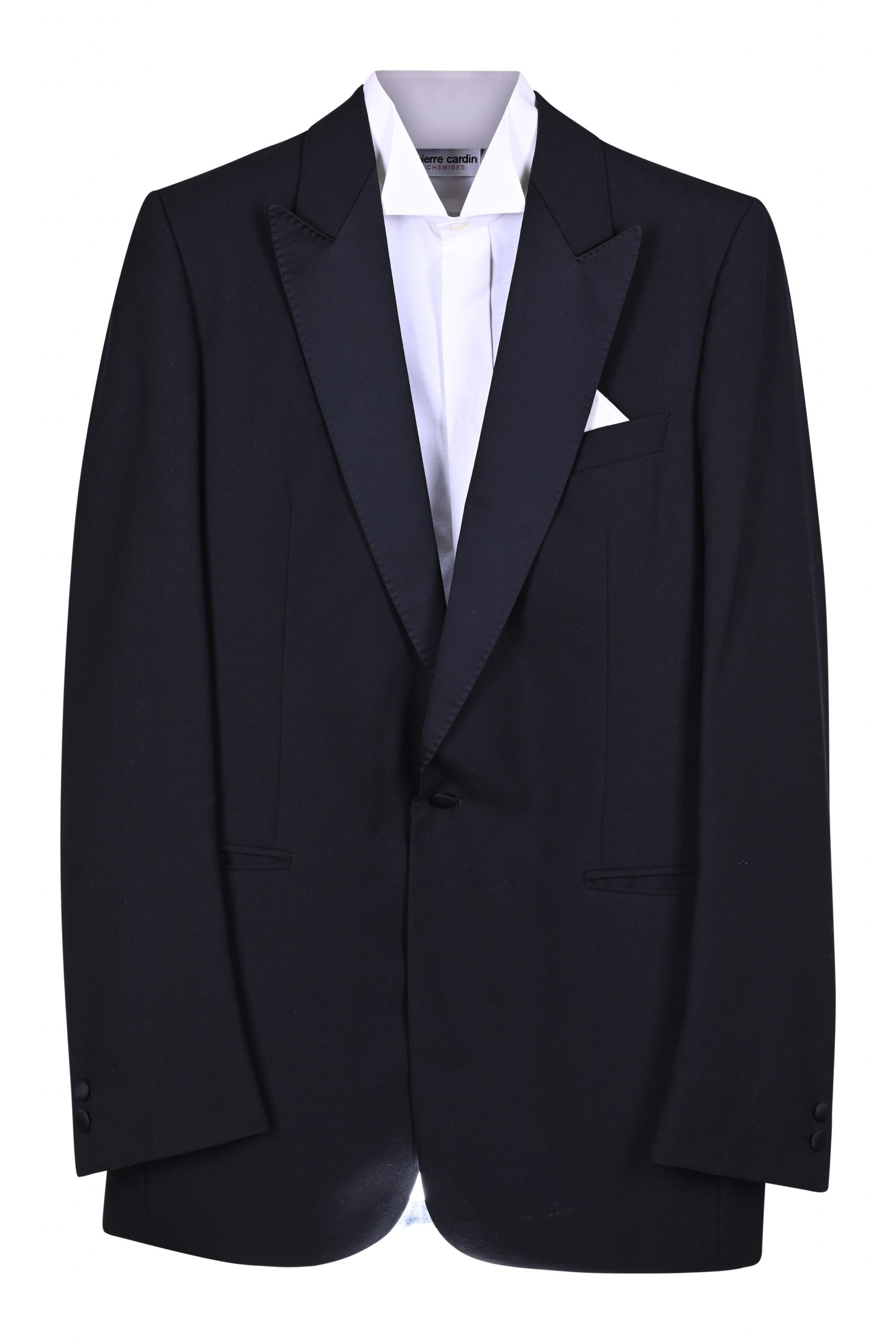 Zweiteiliger Smoking mit weißem Hemd und Accessoires