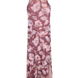 Langes geblümtes Kleid mit Innenfutter