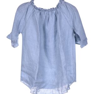 Sky Blue Blouse, 100% Linen – Made in Italy